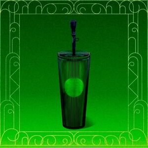 NWT Starbucks Wicked Elphaba Broom Glow in the Dark Limited Edition Green Cup